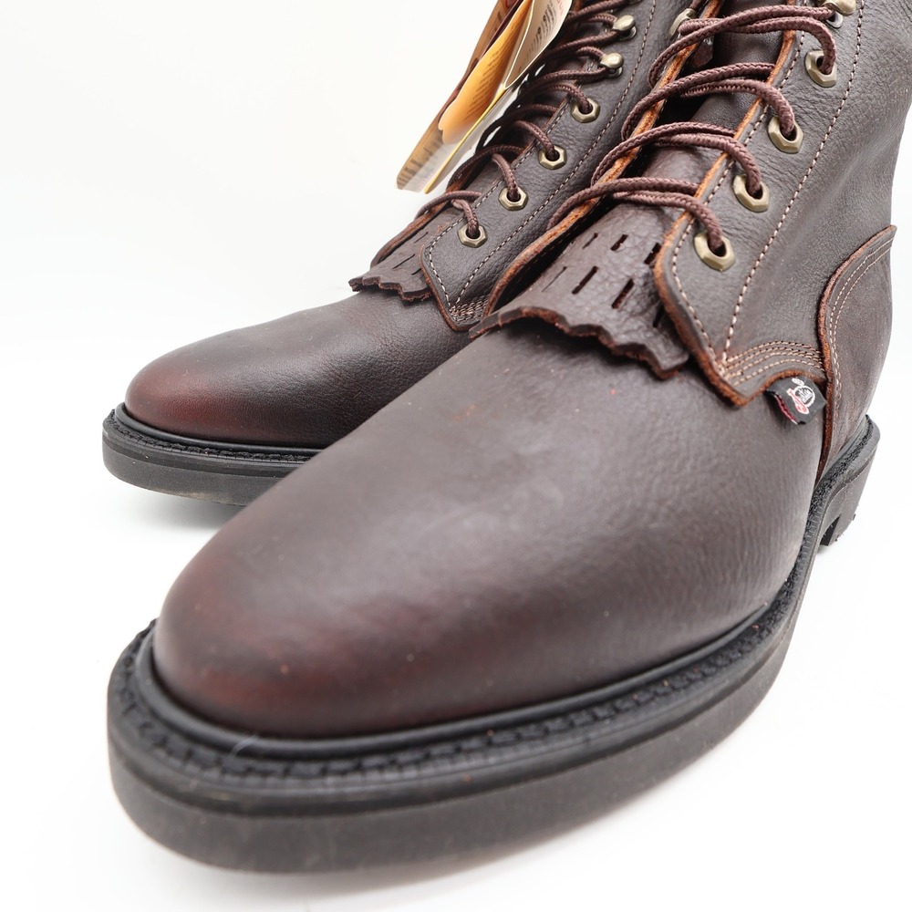 Justin 761 Work Boots Mens 9.5 EE Brown Briar Pitstop Leather New With Box - Picture 6 of 16